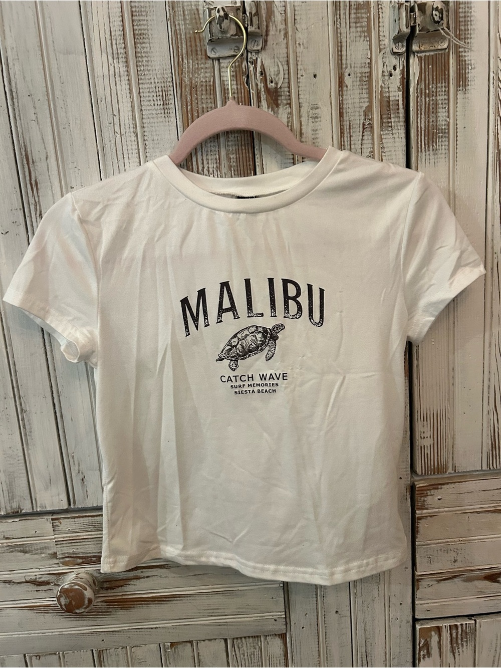 Malibu White Graphic Tee - Turtle Catch Wave